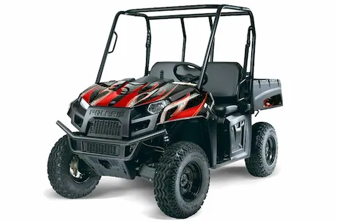 Polaris Ranger EV with the Tribal Flames Red graphic kit