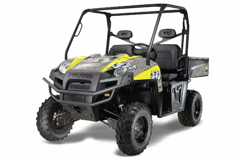 Polaris Ranger XP 500 / 800 / 900D 4x4 EFI with the Diamond Race Yellow graphic kit